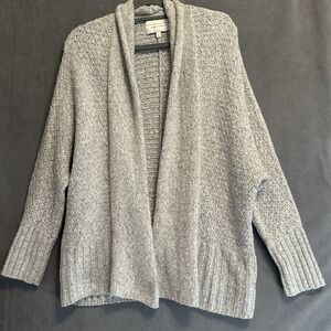 Anthropologie Angel of the North Open Cardigan Chunky Knit Size M Gray Alpaca